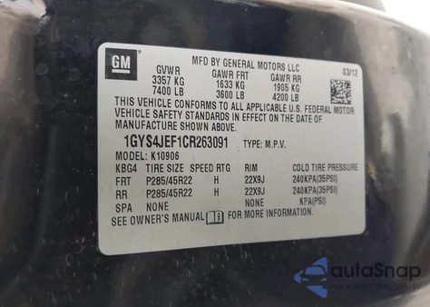 2012 Cadillac Escalade Esv Premium z USA, uszkodzony, nr VIN 1GYS4JEF1CR263091